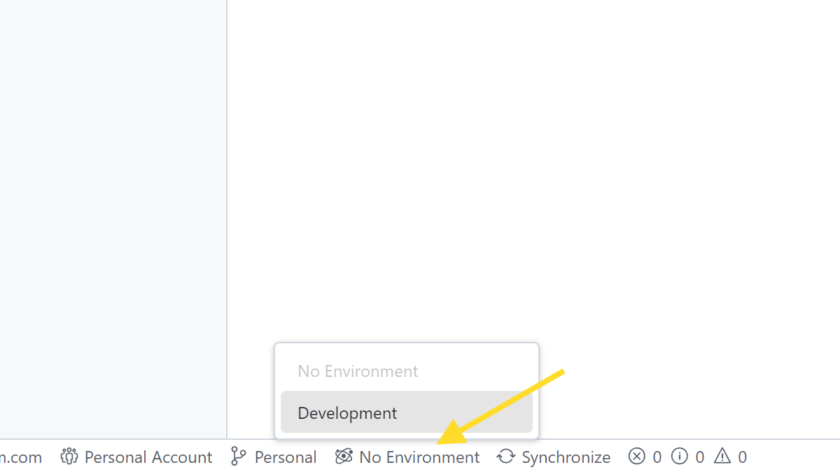 Screenshot showing the environment