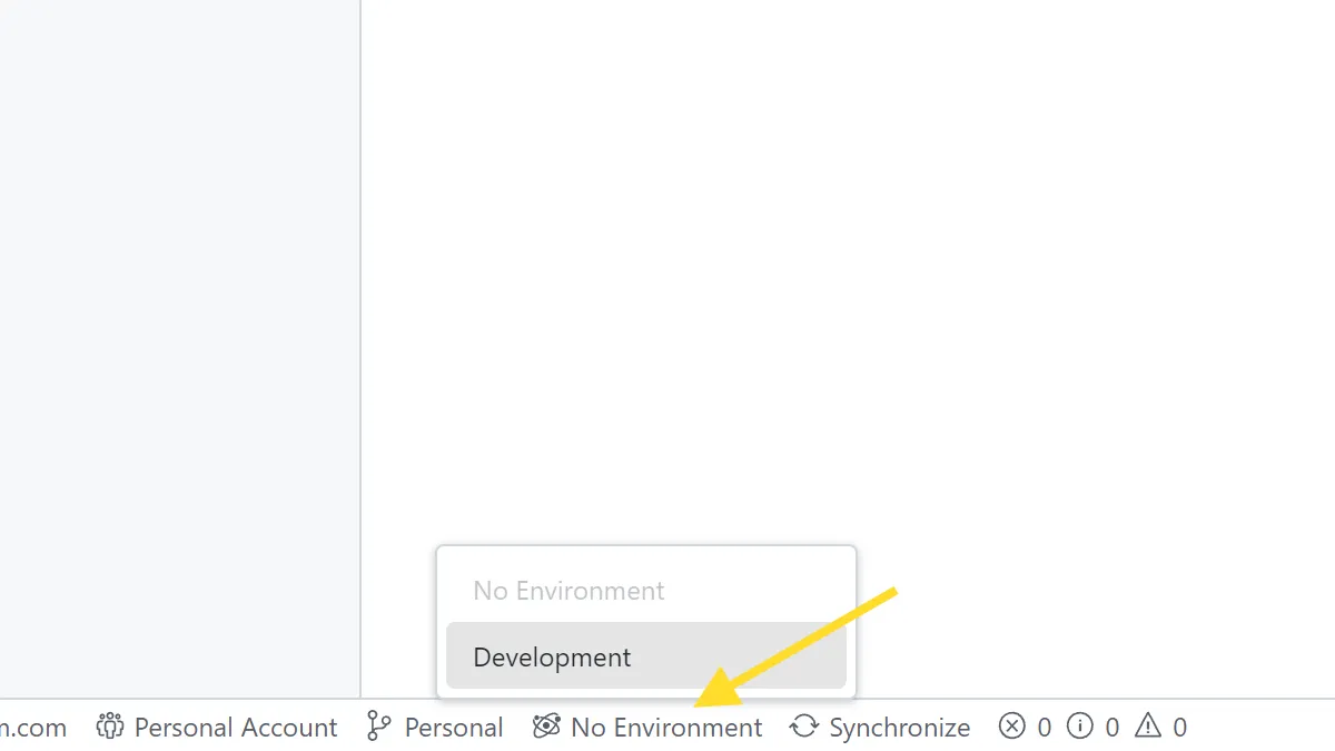 Screenshot showing the environment
