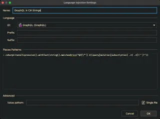 Rider language injection-settings