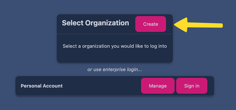 Picture showing the create button in the management portal