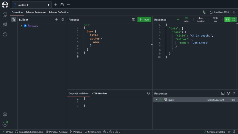 GraphQL IDE: Executing a query