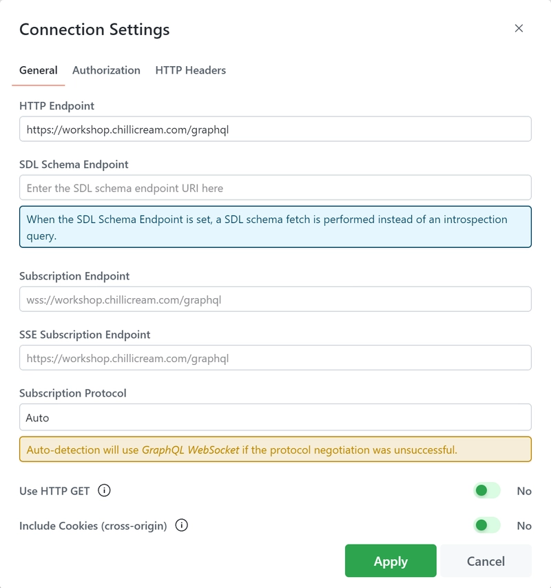 Connection-Settings